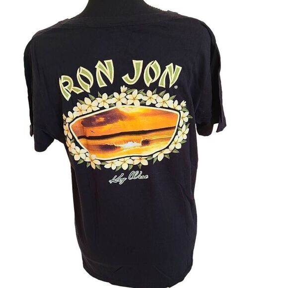 Ron Jon Surf Shop Black V Neck Short Sleeve Key West T Shirt Large - Picture 2 of 10